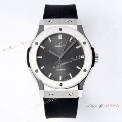 Swiss Copy Hublot Classic Fusion Titanium Watch Rhodium Grey Dial Rubber Strap